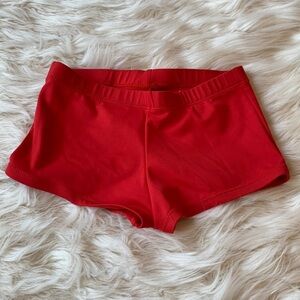 Bright Red Capezio Dance Workout Shorts Size Large Child EUC